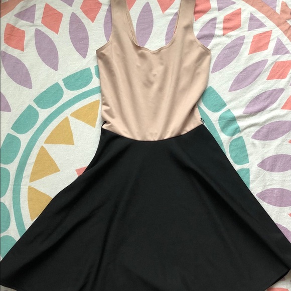 Boohoo Sally Contrast Skater Dress Tan - Picture 2 of 7